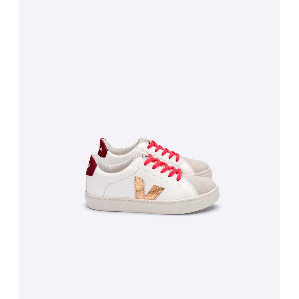 Veja ESPLAR LEATHER Joggesko Barn Gold/Red/White | NO 810OKI